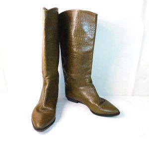Made In Italy Crocodile Leather Knee High Boots Size 8 1/2N
